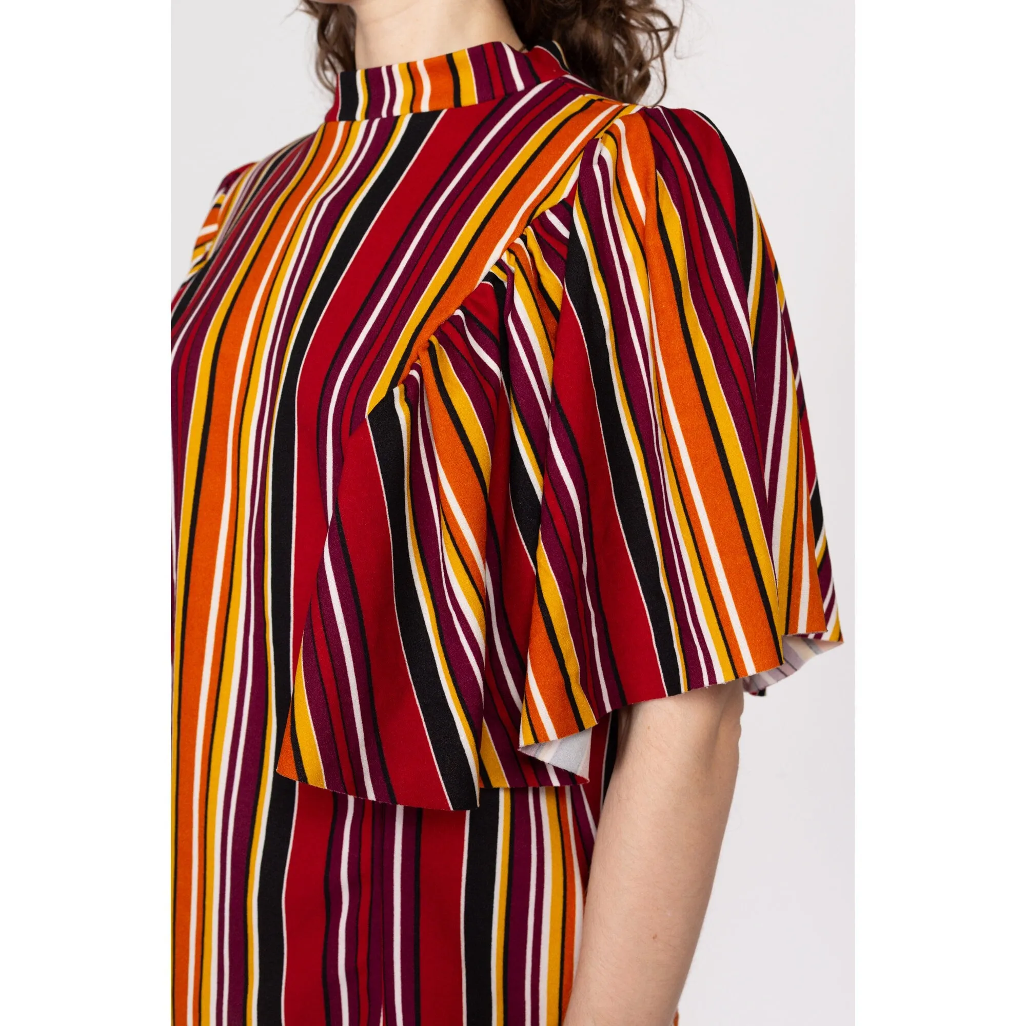 2X Y2K Red Striped Flutter Sleeve Top