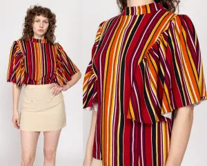 2X Y2K Red Striped Flutter Sleeve Top