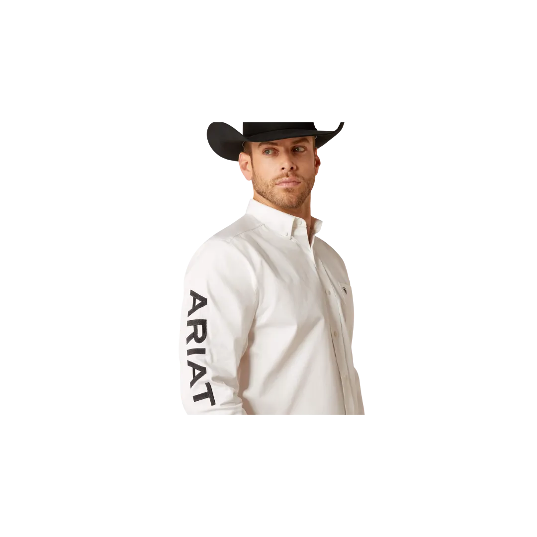 Ariat Men's Team Logo Twill Classic Fit White Black Shirt