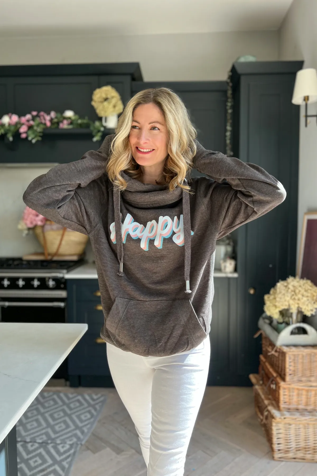 Be Happy Cowl Neck Hoodie