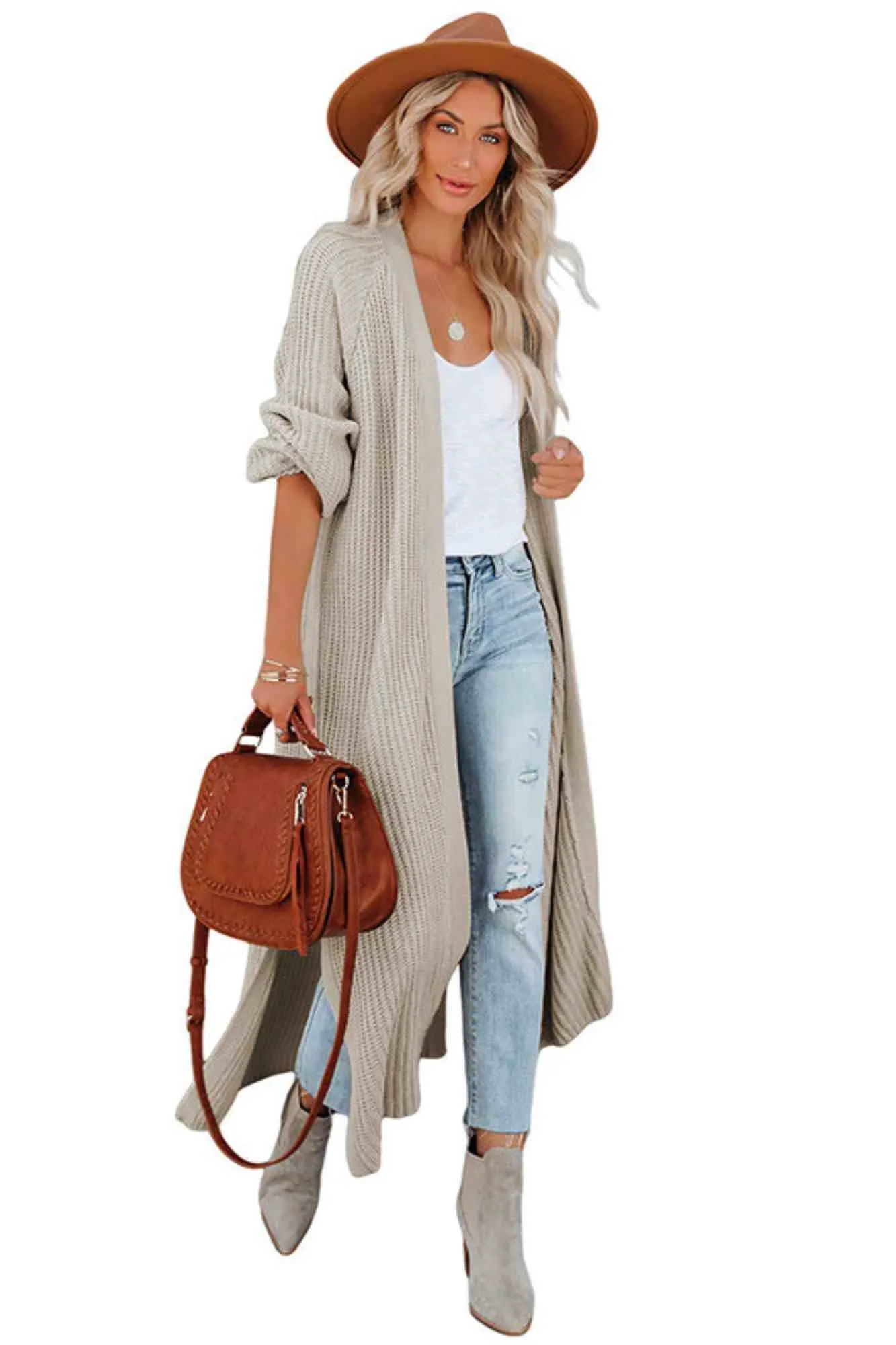 Boho Loose Split Knitted Cardigan Sweater