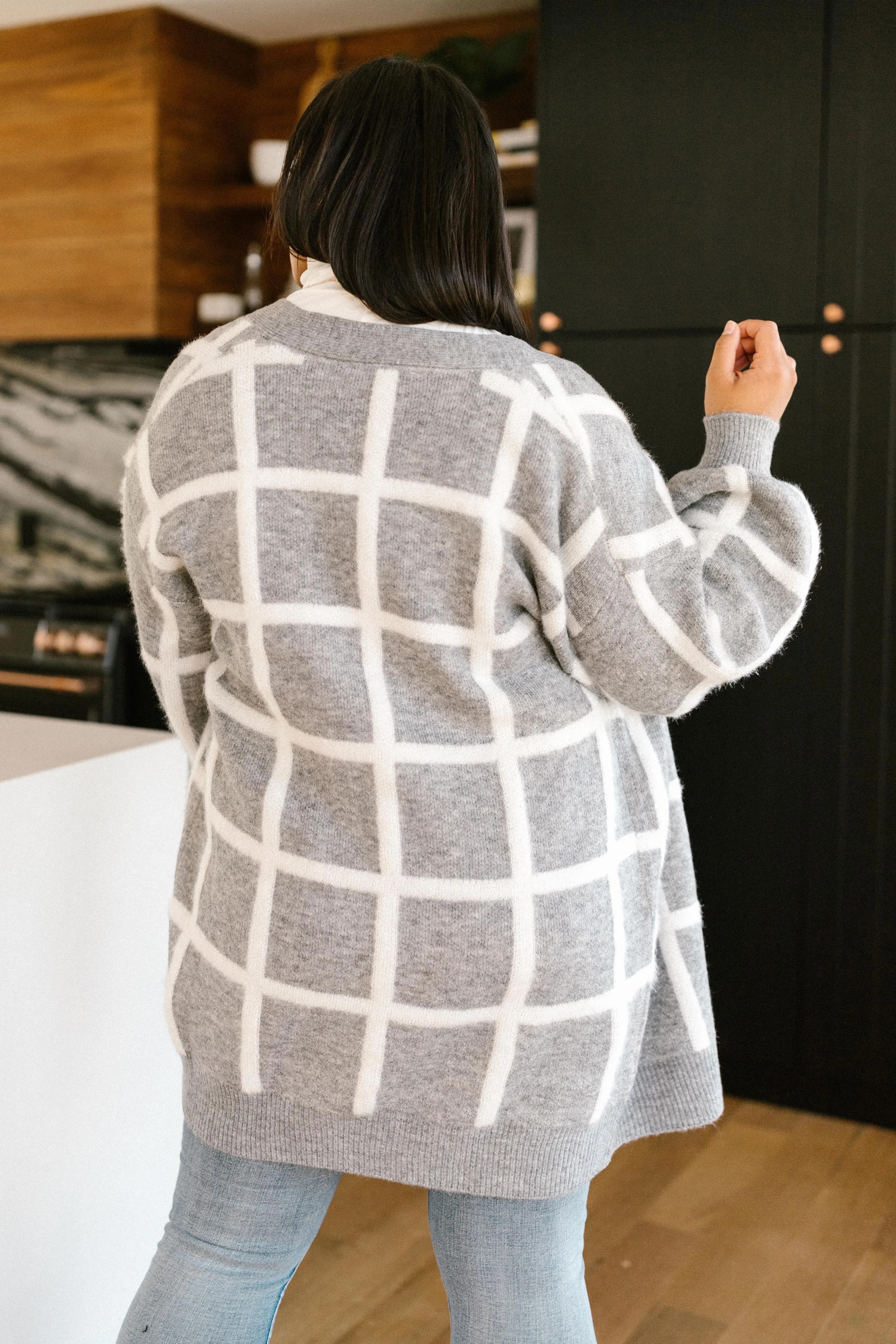 Bold Lines Cardigan in Heather Grey