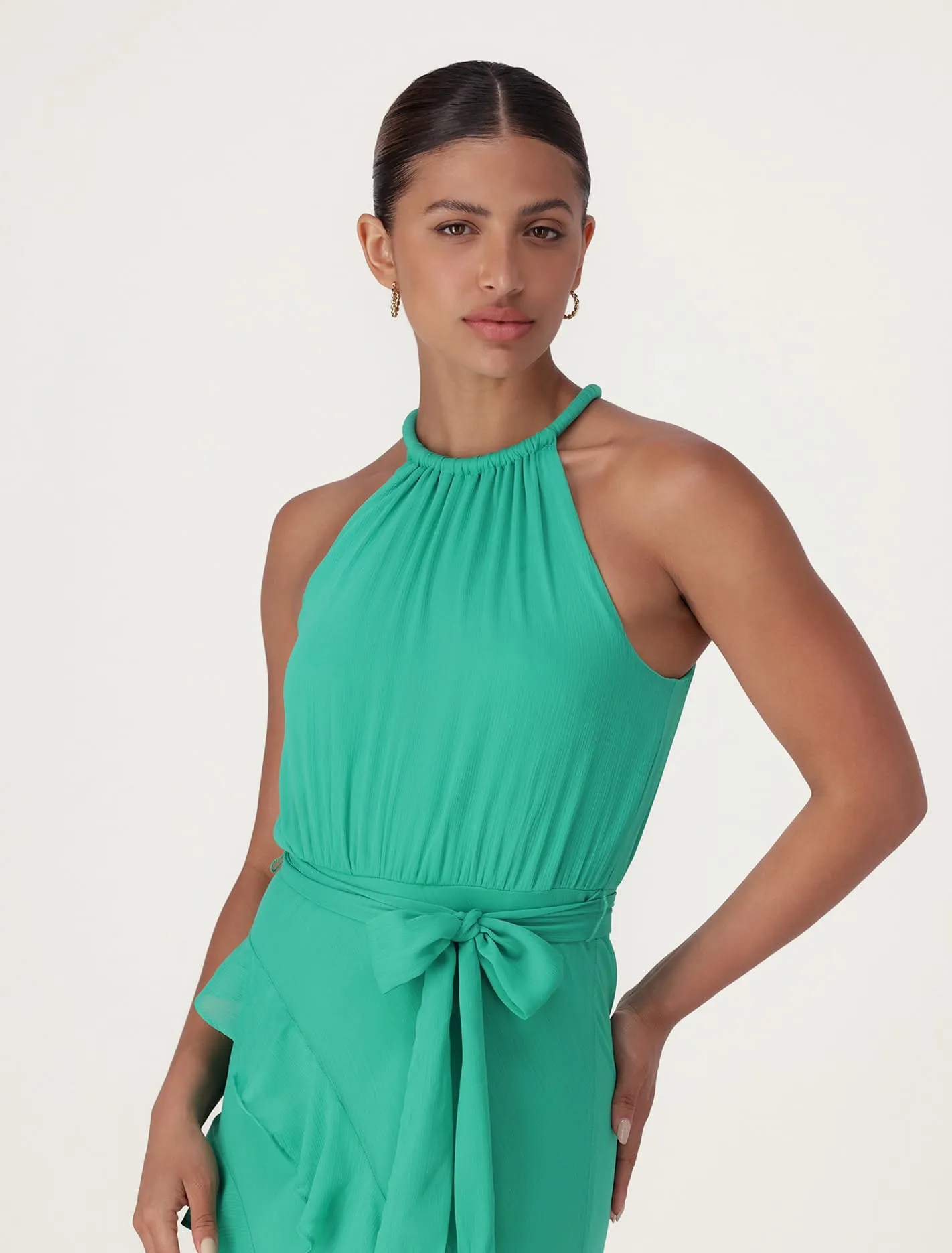 Bridie Halter Neck Ruffle Maxi Dress