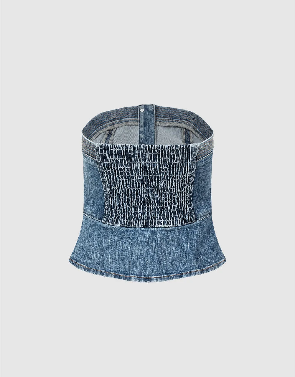 Button Up Denim Tube Top