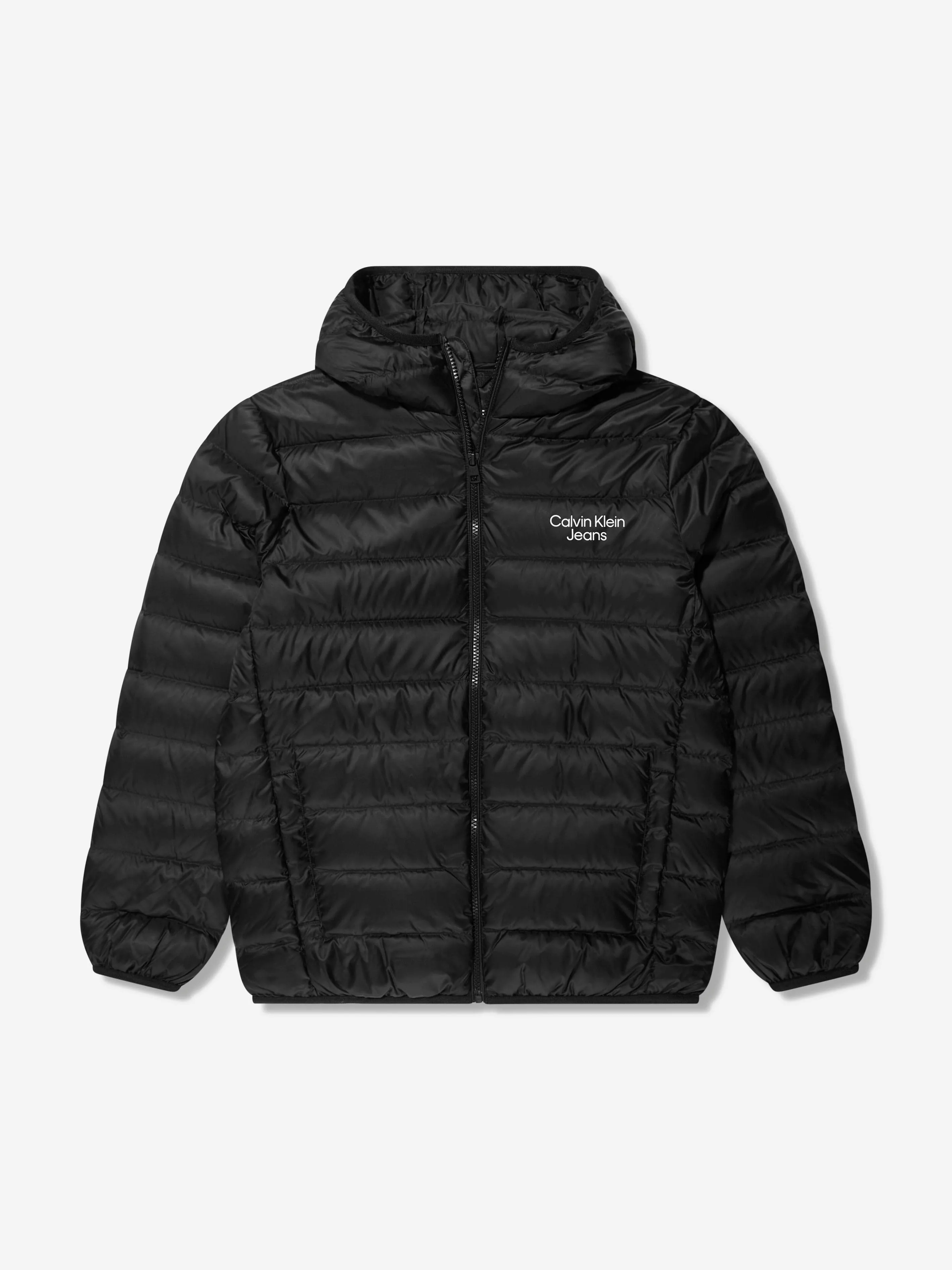 Calvin Klein Boys Down Padded Logo Jacket in Black