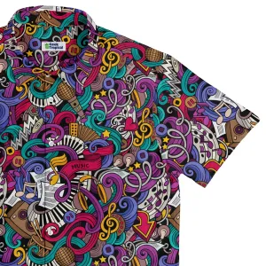 Cartoon Music Doodles Button Up Shirt