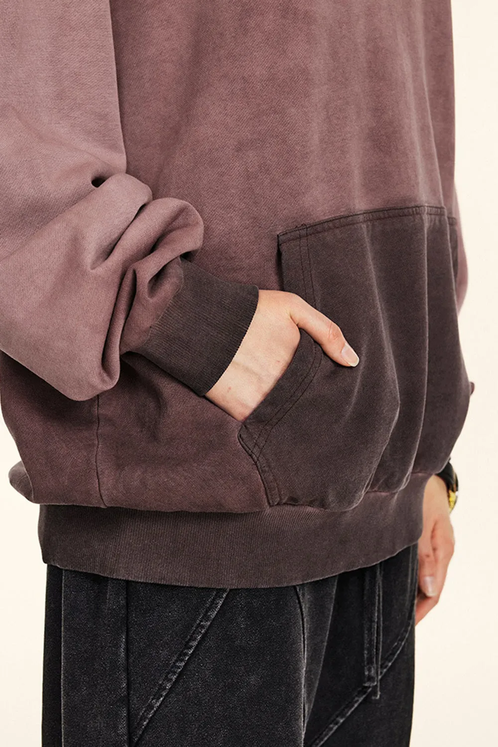 Drop Shoulder Long Sleeve Hoodie with Kangaroo Pocket