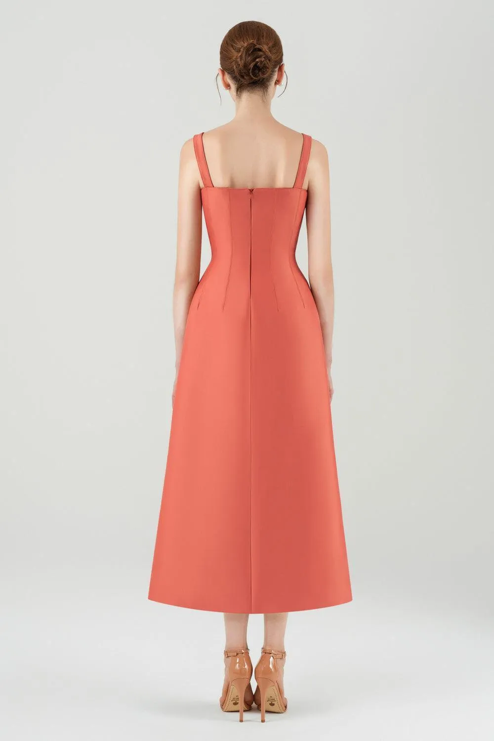 Eleonora A-line Sleeveless Taffeta Midi Dress