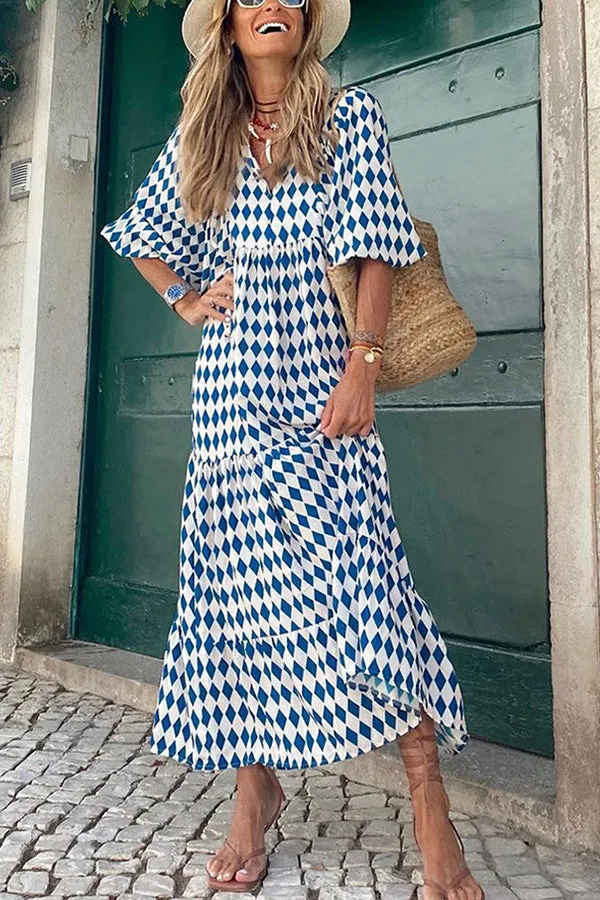 Fabulous Time Puff Sleeve Tiered Midi Dress