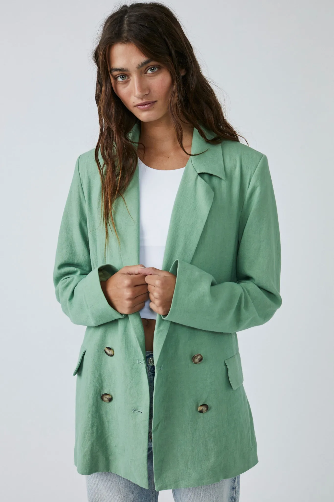 Free People Olivia Blazer in Grassland