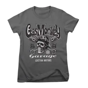 Gas Monkey Garage Custom Motors Skull Female T-Shirt Dark Grey