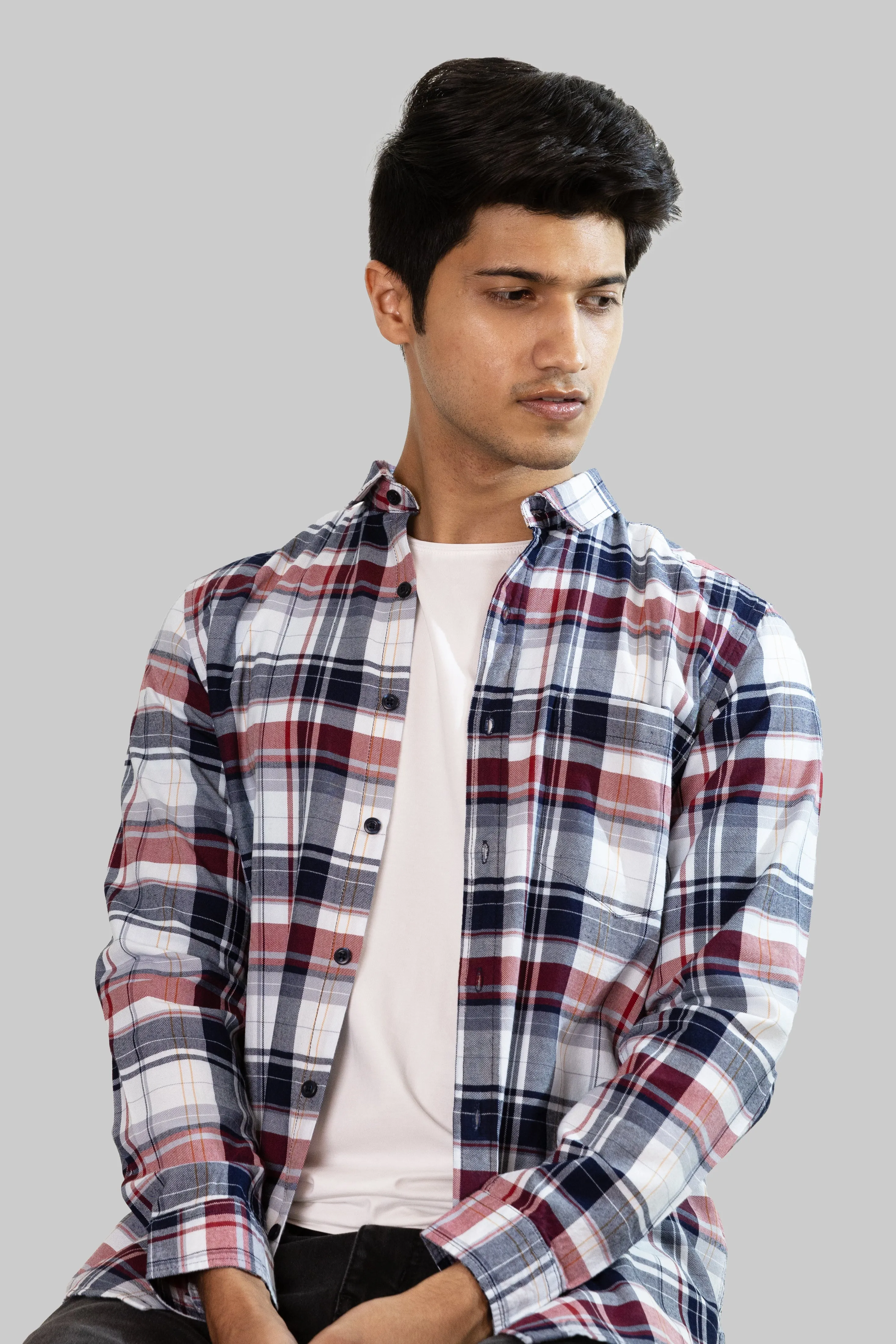 Gridline Checkered Shirt - Blue x Red