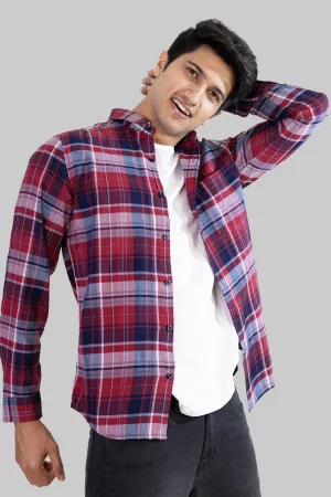 Gridline Checkered Shirt - Red