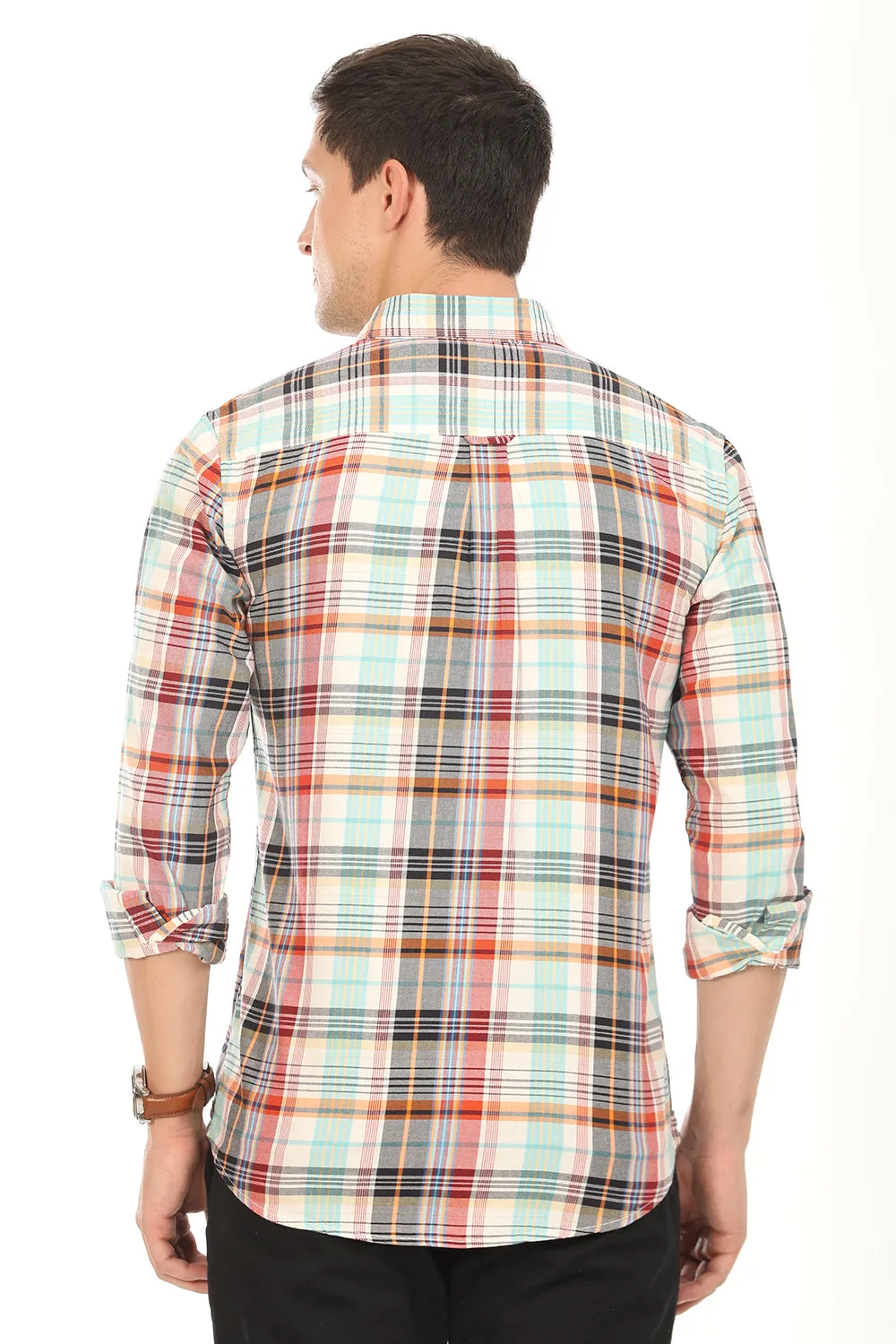 Gridline Checkered Shirt - Teal x Red