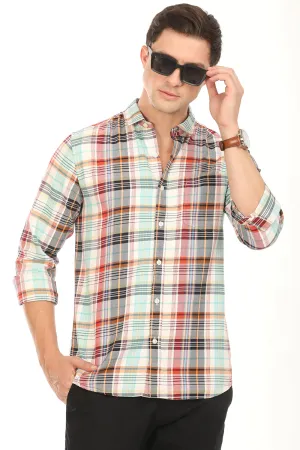 Gridline Checkered Shirt - Teal x Red