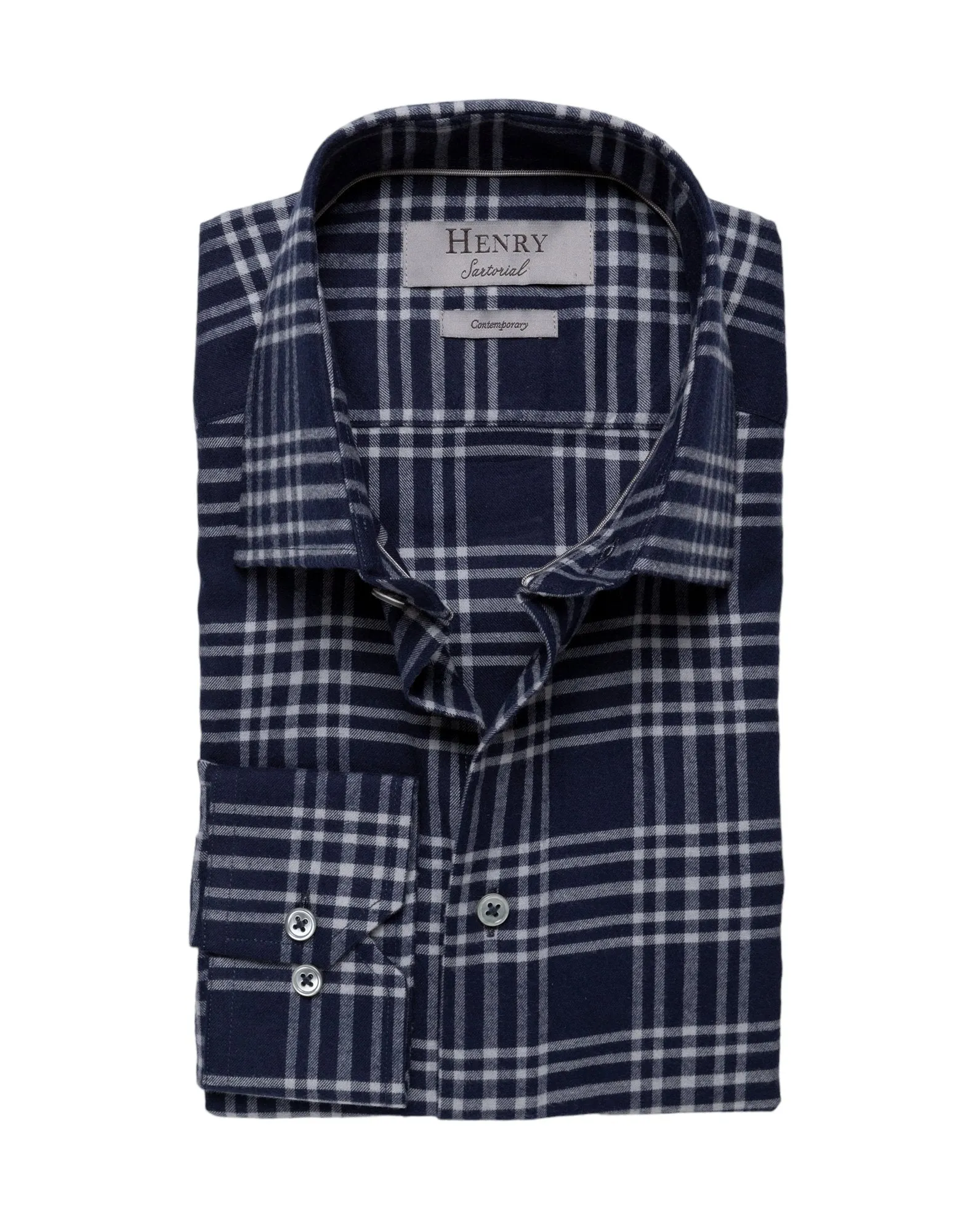 HENRY SARTORIAL Casual Check Shirt NAVY MULTI