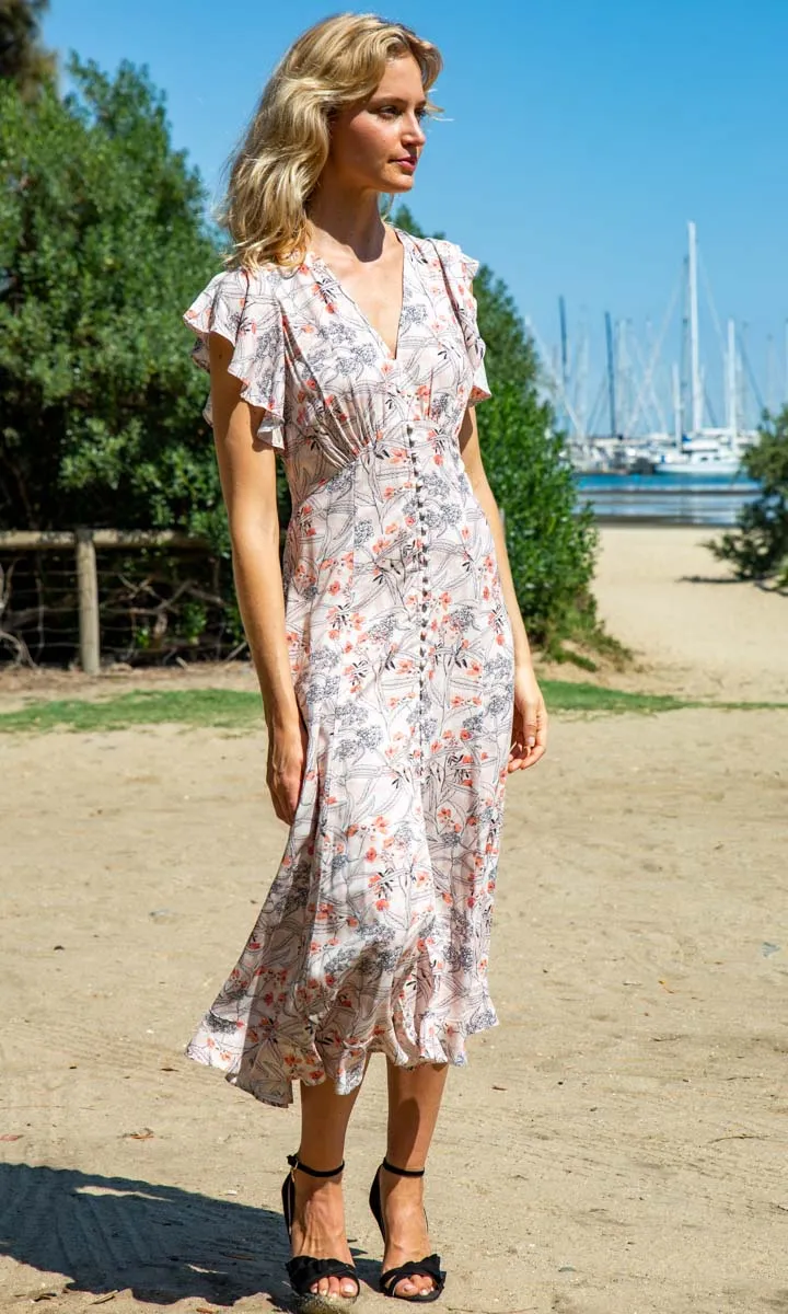 HOSS Eden Dress - Soft Apricot Print