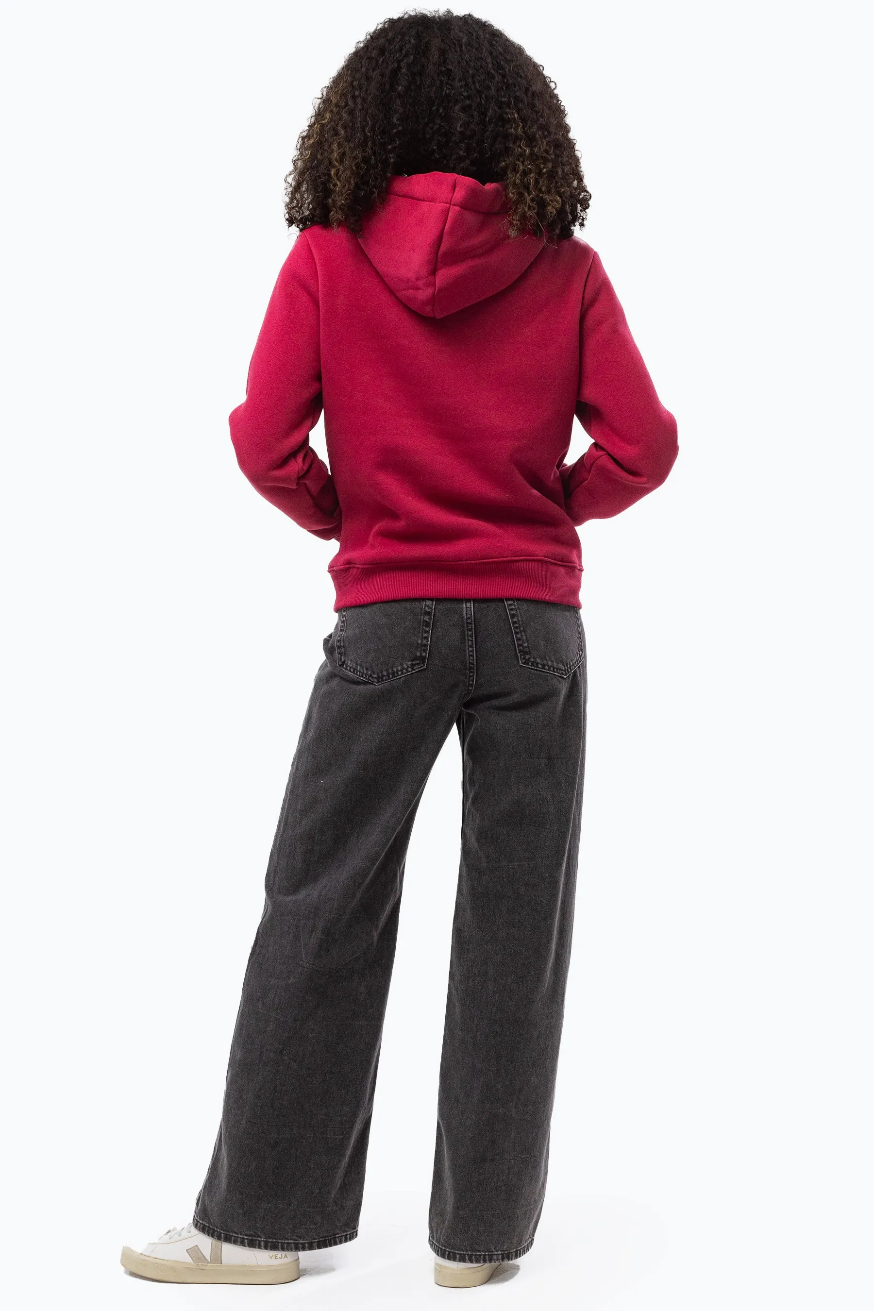 Hype Womens Burgundy Drawstring Hoodie