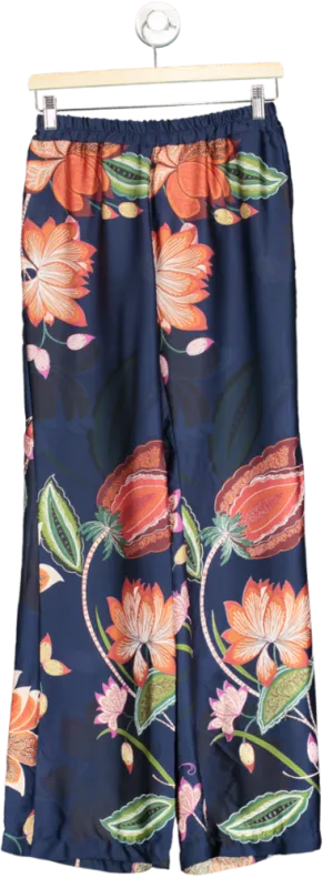 James Lakeland Blue Floral Print Trousers UK 8