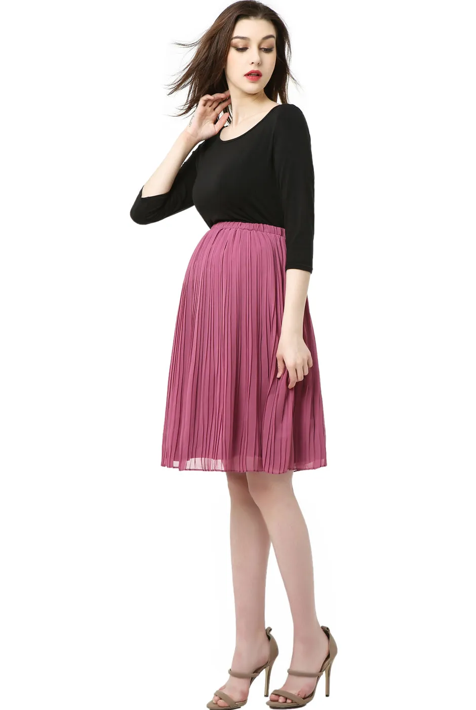 Kimi   Kai Maternity "Marie" Colorblock Empire Waist Dress