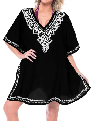 la-leela-bathing-suit-swim-beach-bikini-wear-swimsuit-cover-up-womens-embroidery   Black_b822 906229