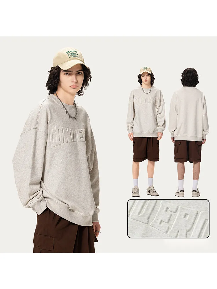 Loose-Fitting Steel-Stamped Solid Color Hoodie