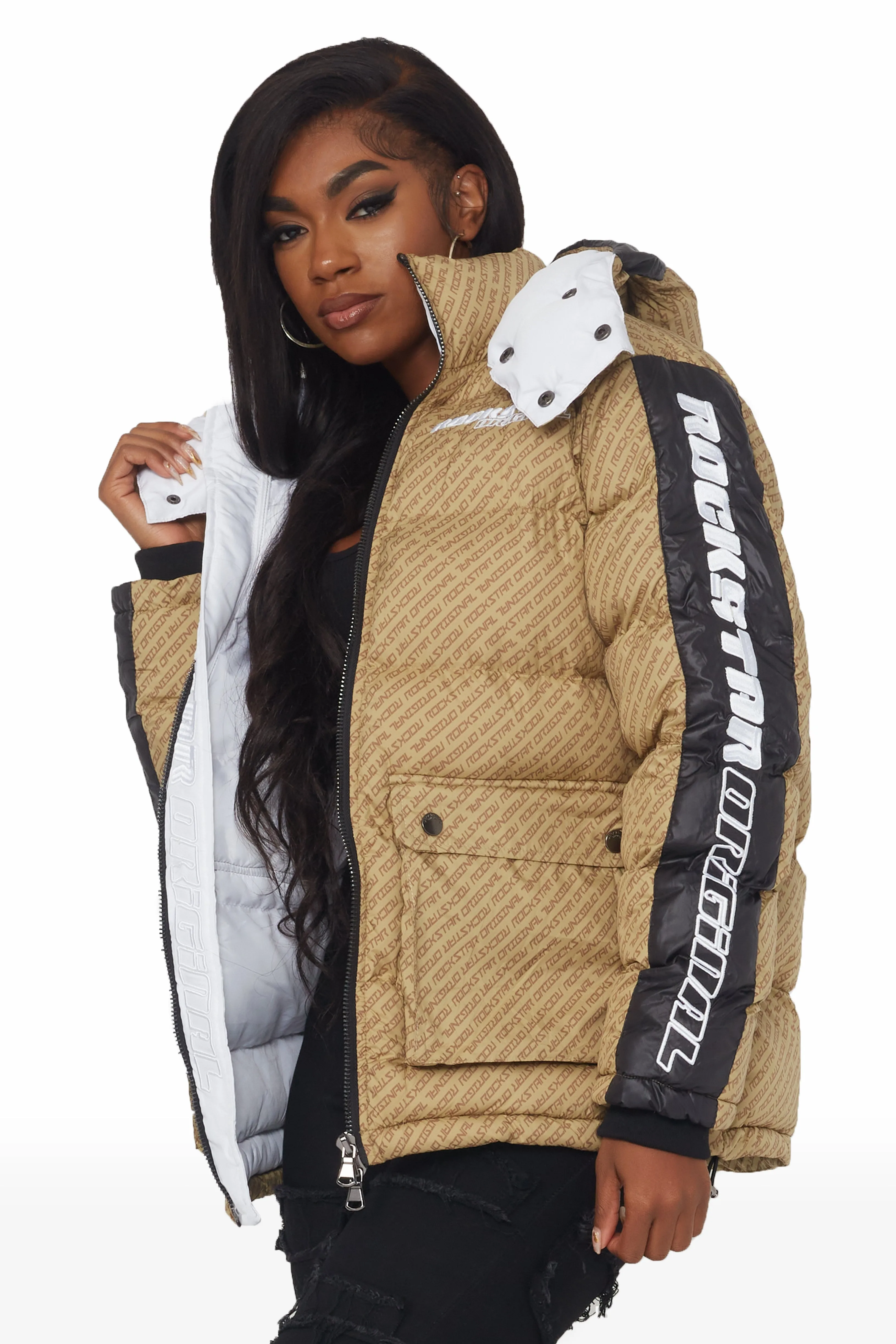 Luna Beige Oversized Puffer Jacket