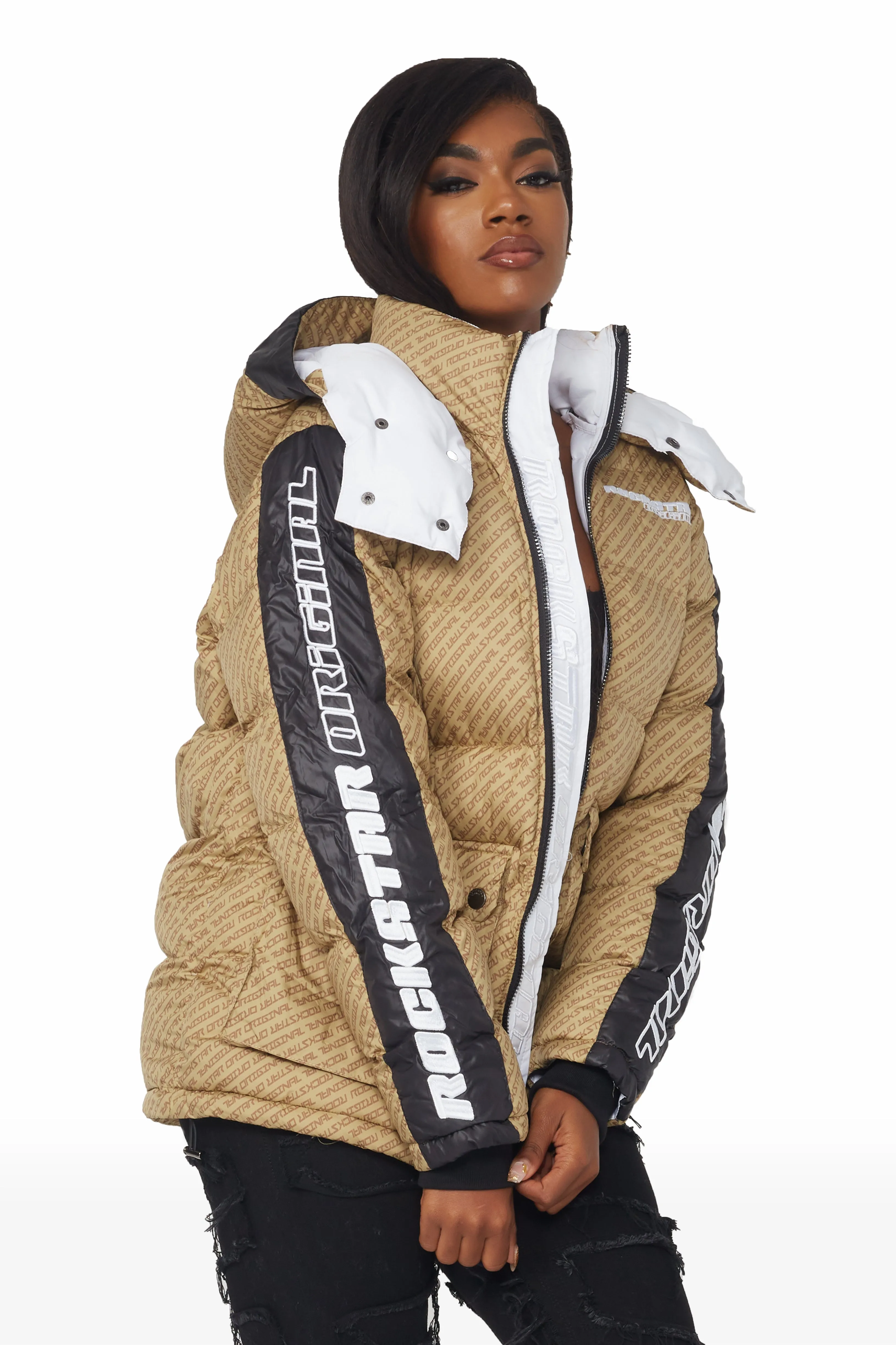 Luna Beige Oversized Puffer Jacket