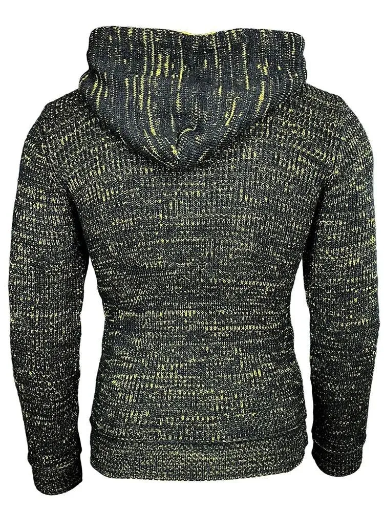 Men's Stylish Winter Warm Hooded Zip Neck Long Sleeve Sweater Jumper Sweatshirt