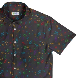 Musical Rainbow Notes Black Button Up Shirt