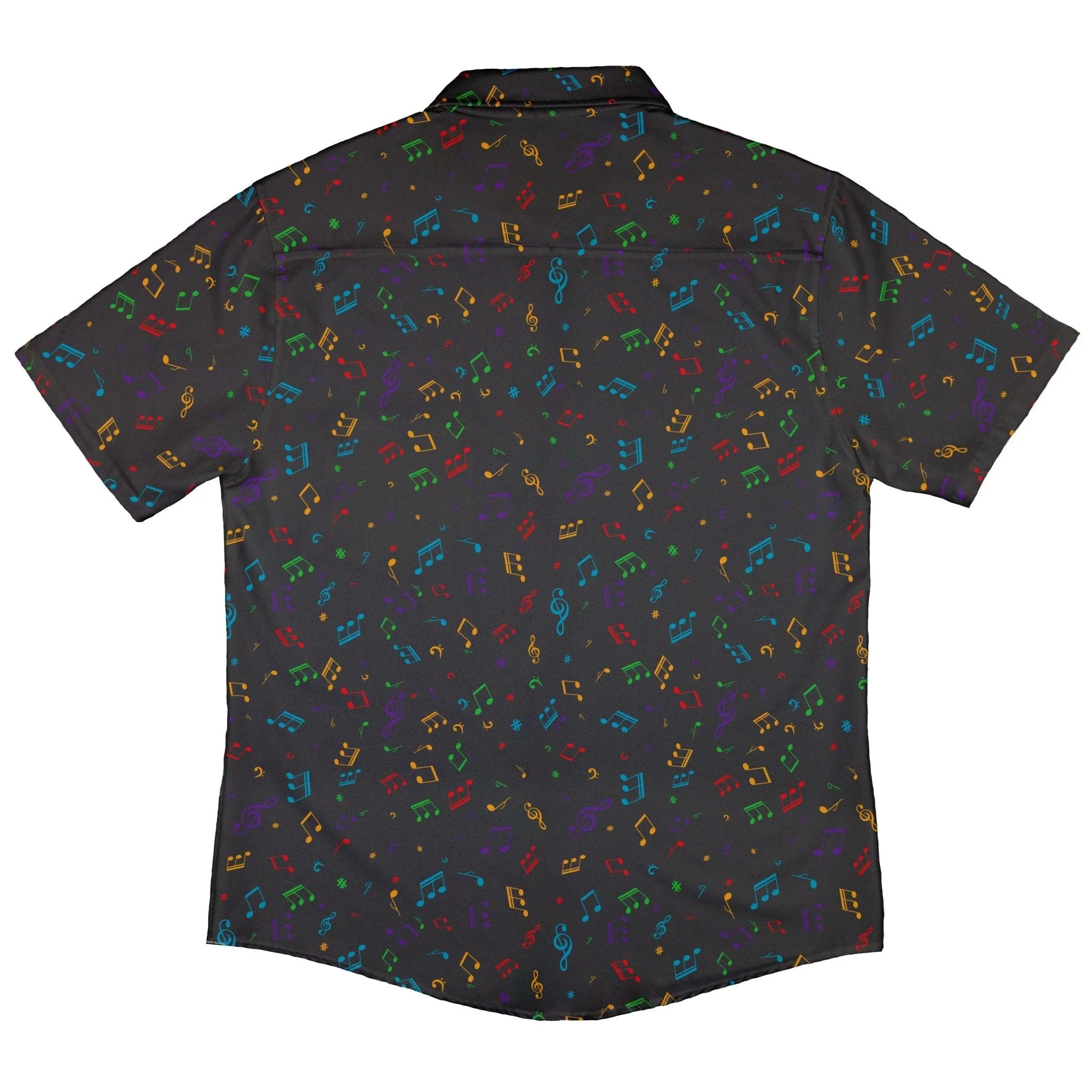 Musical Rainbow Notes Black Button Up Shirt