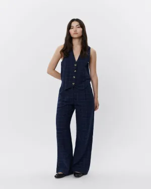 NATHALIASW TROUSERS - Navy check