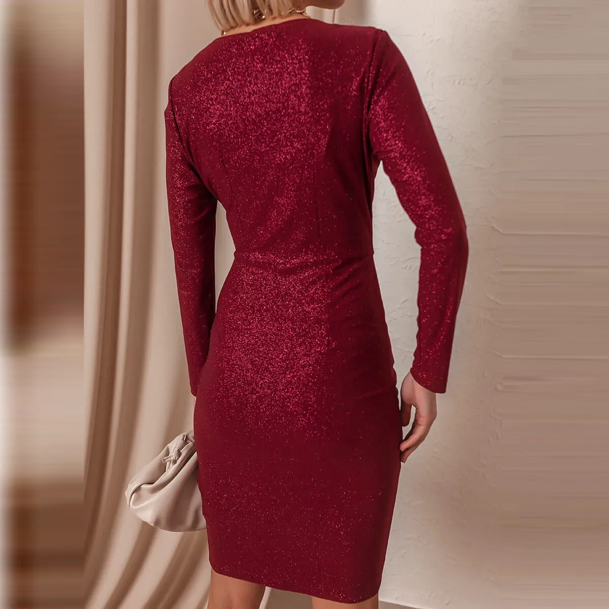 New style feminine sexy strapless long-sleeved slim mid-length one-step hip dress