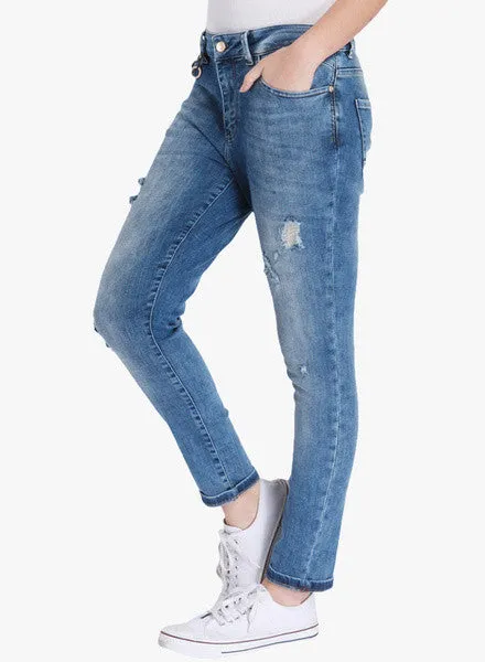 Only Blue Washed Mid Rise Regular Jeans