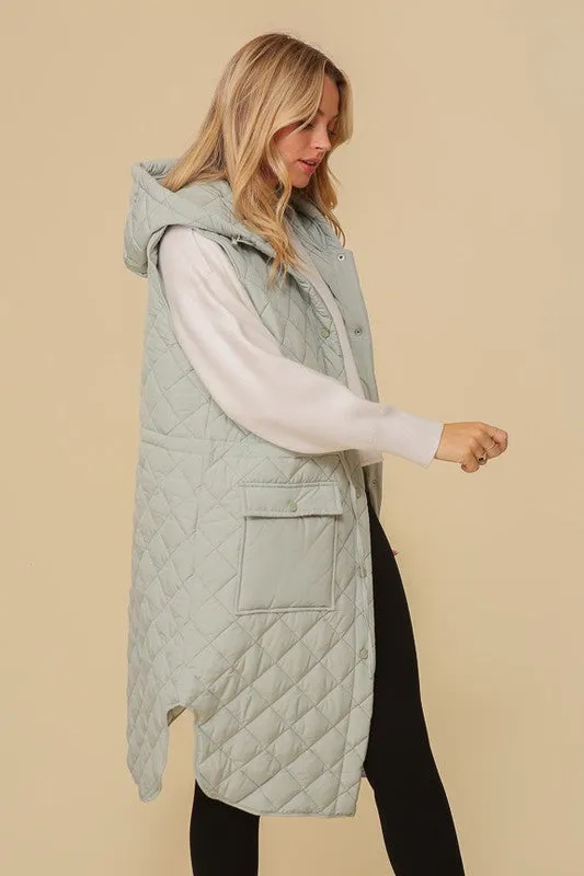 Oversized Quilted Midi Vest (3 Colors)