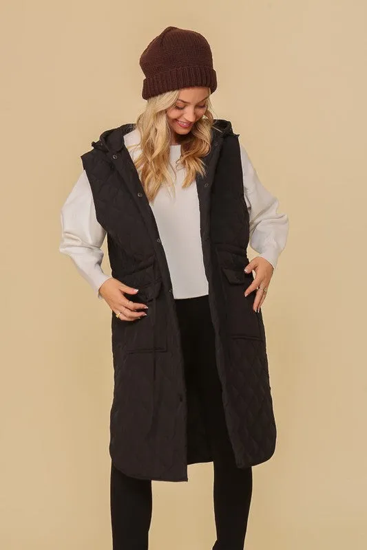 Oversized Quilted Midi Vest (3 Colors)