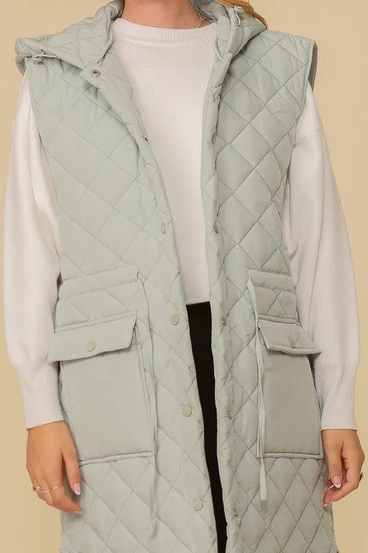 Oversized Quilted Midi Vest (3 Colors)