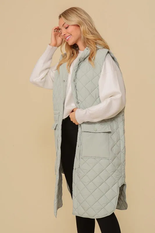 Oversized Quilted Midi Vest (3 Colors)