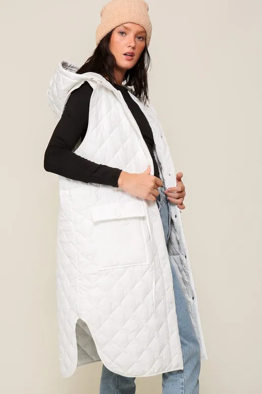 Oversized Quilted Midi Vest (3 Colors)