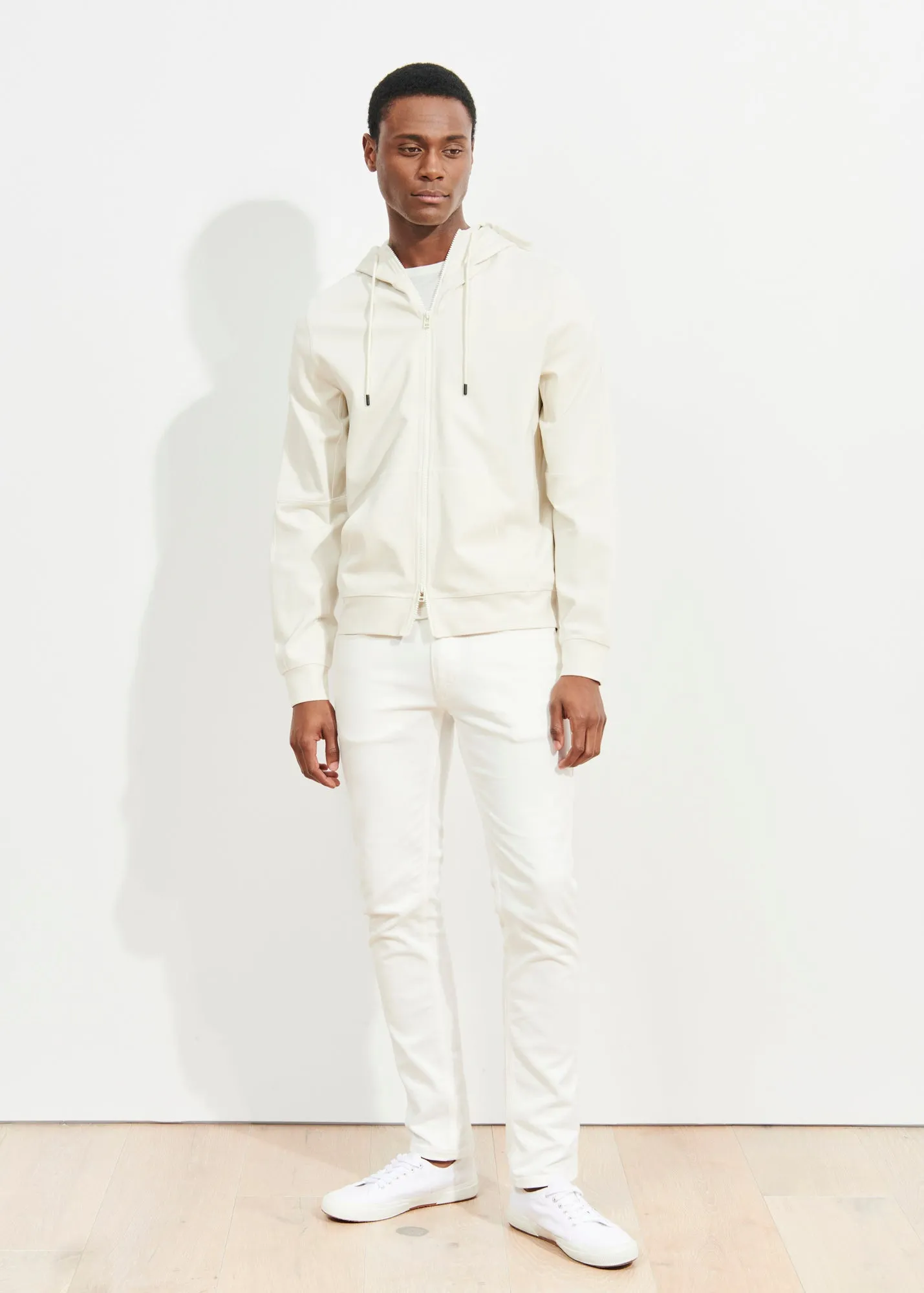 Oyster Angora Patrick Assaraf Jersey Zip-Up Hoodie