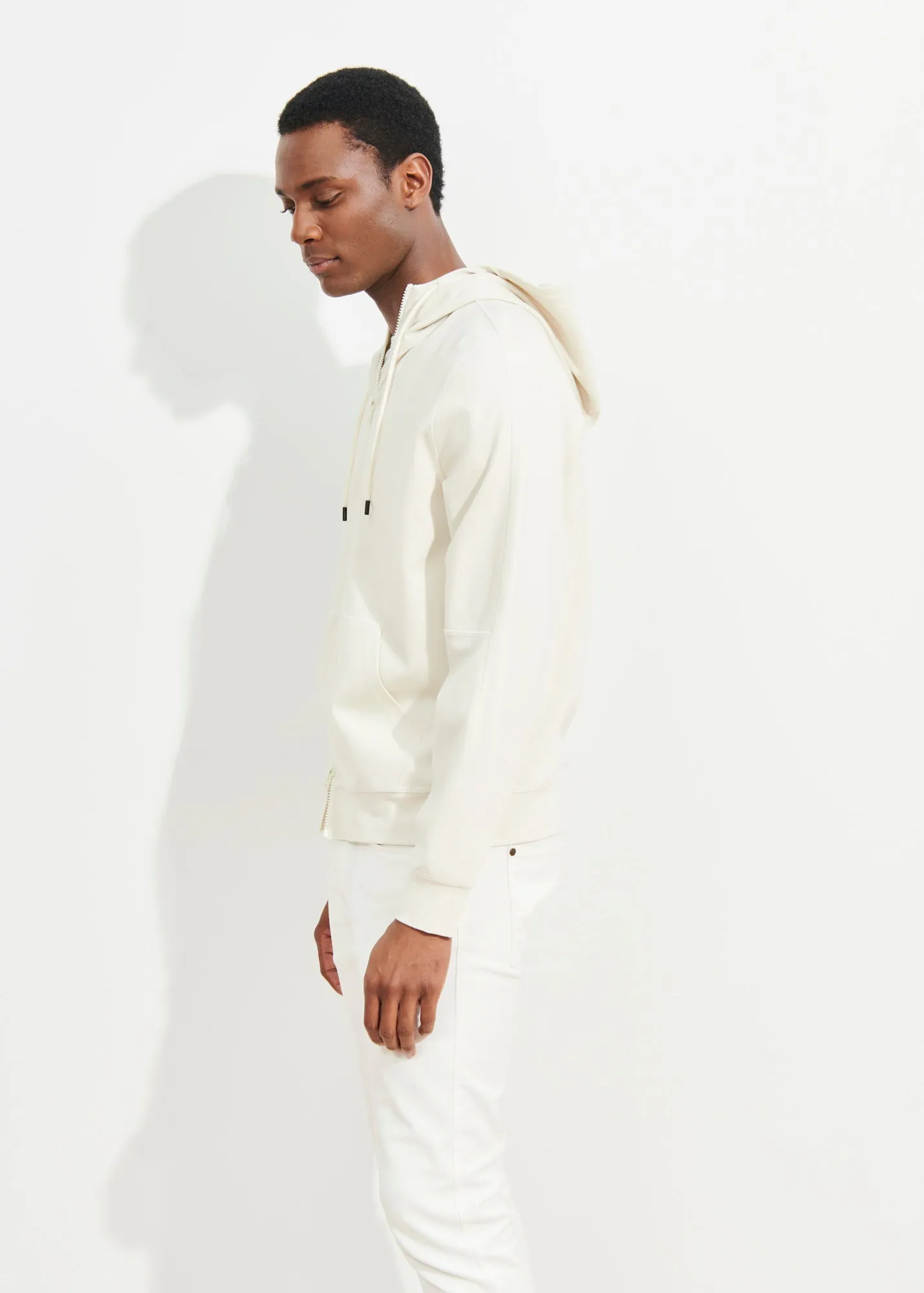 Oyster Angora Patrick Assaraf Jersey Zip-Up Hoodie