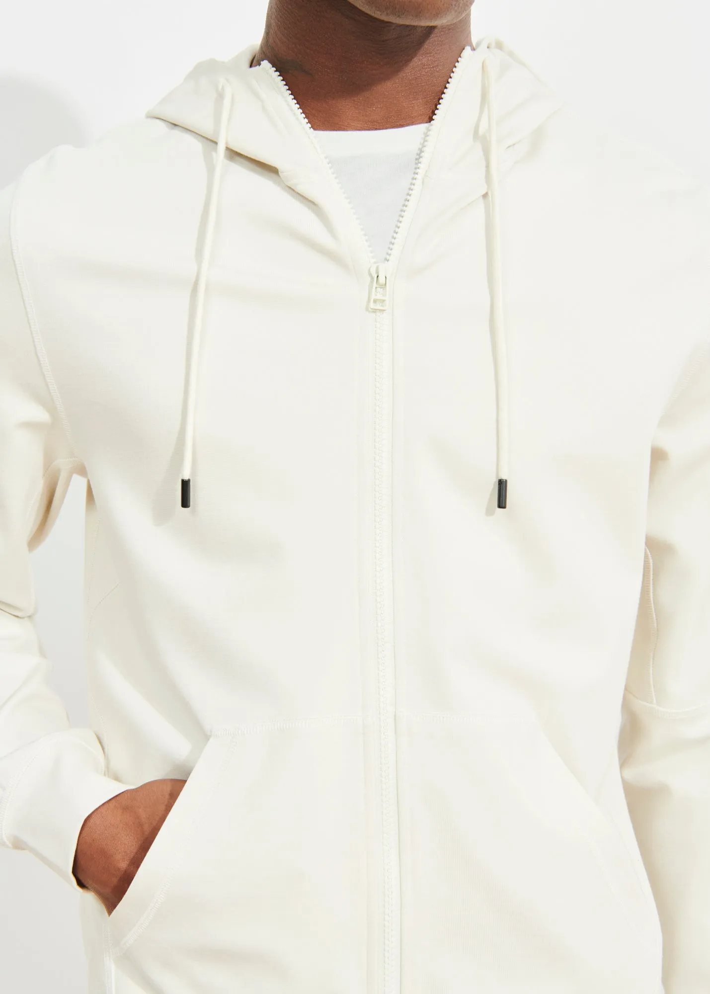 Oyster Angora Patrick Assaraf Jersey Zip-Up Hoodie