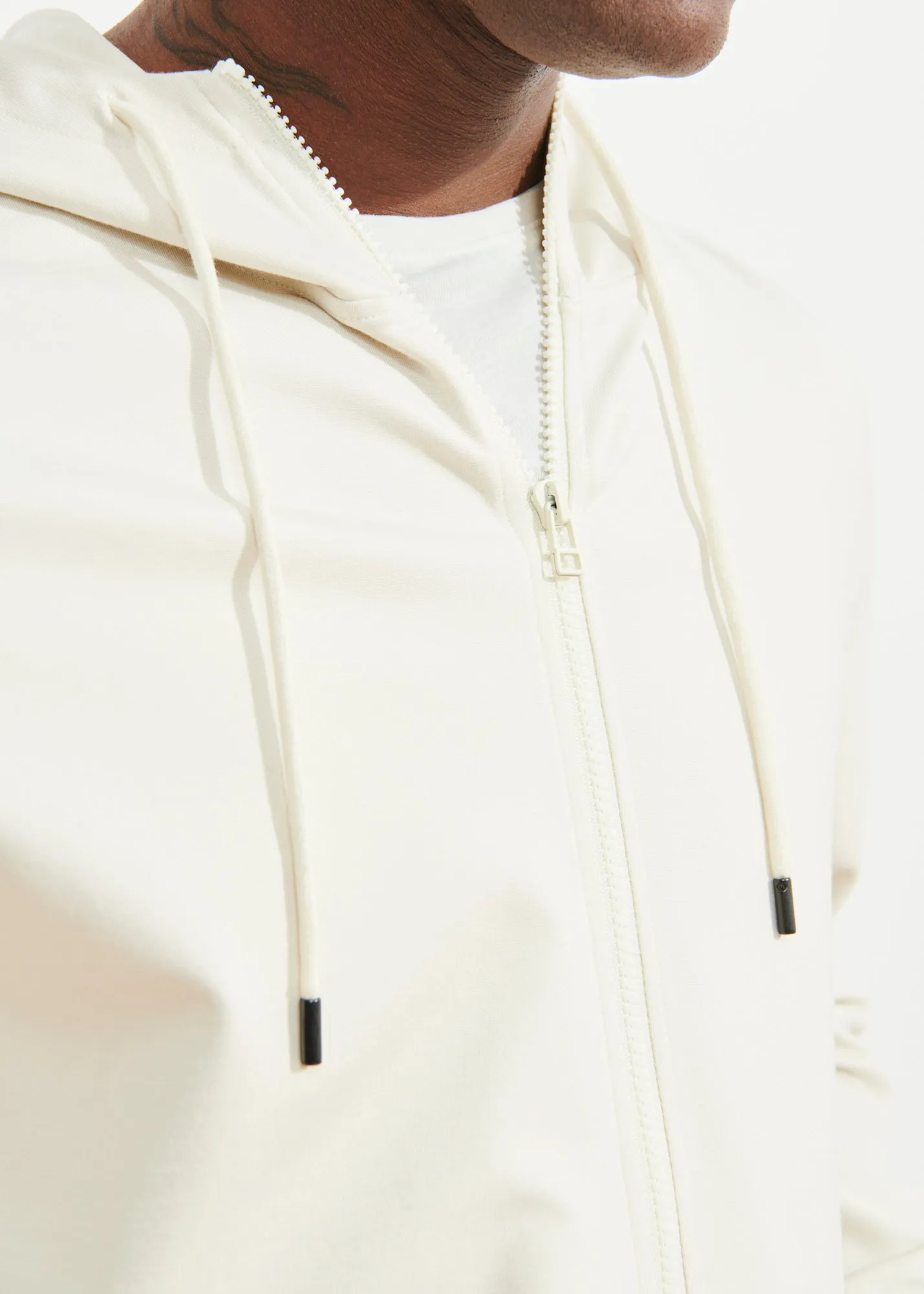 Oyster Angora Patrick Assaraf Jersey Zip-Up Hoodie