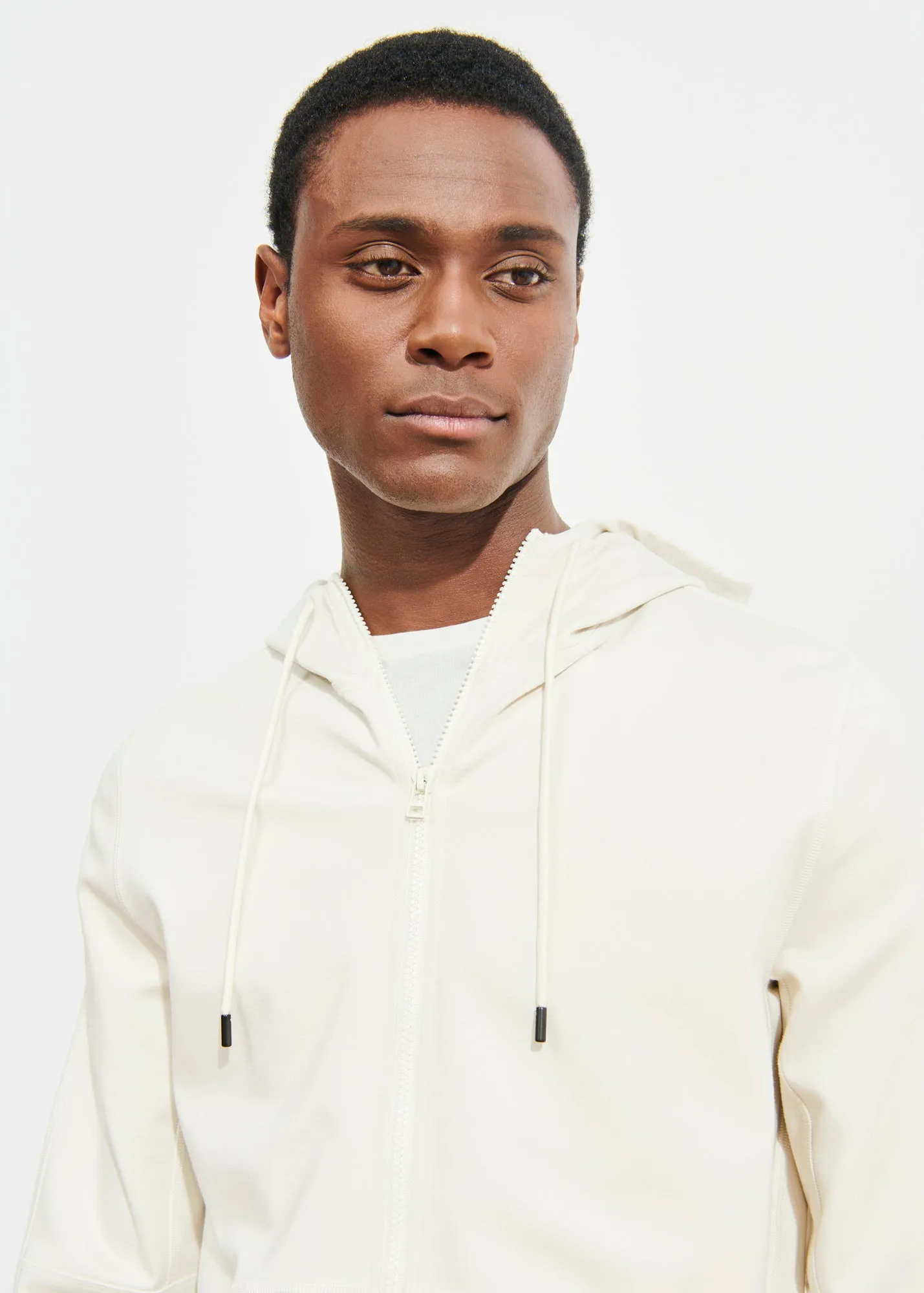 Oyster Angora Patrick Assaraf Jersey Zip-Up Hoodie