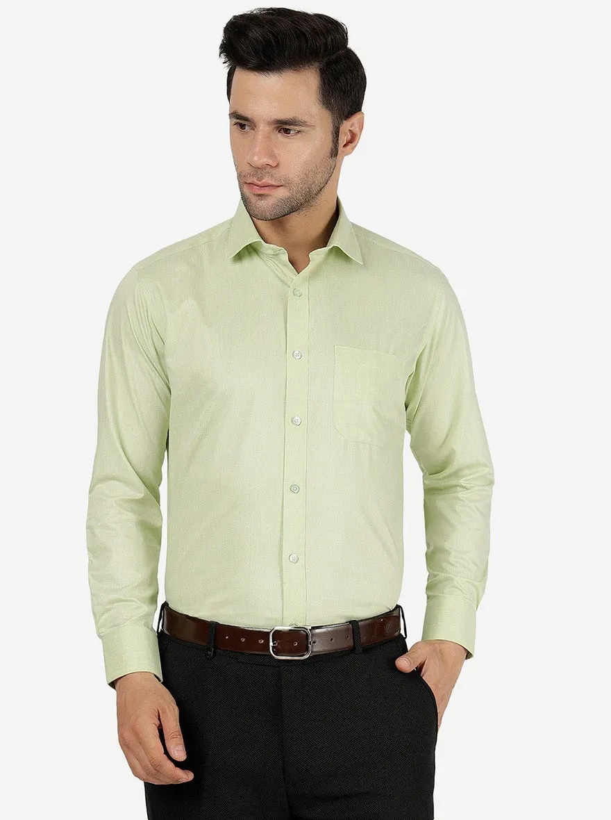 Pista Green Solid Slim Fit Formal Shirt | Greenfibre