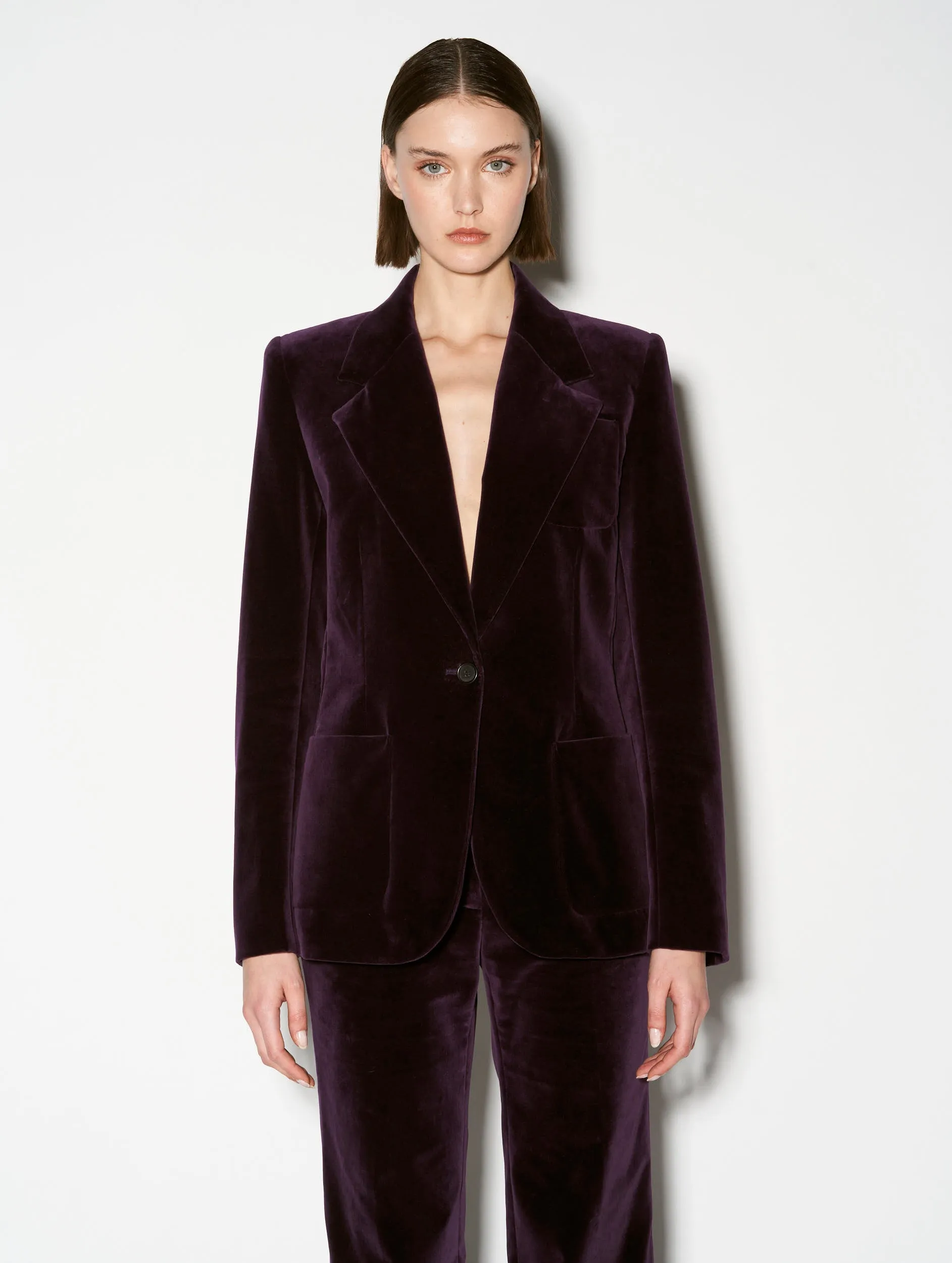 Plum smooth velvet suit jacket