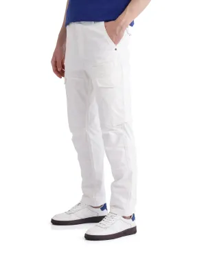 Rare Rabbit Men Ceder-1 White Button and Zip Closure Multi-Pocket Plain Cargo Trouser