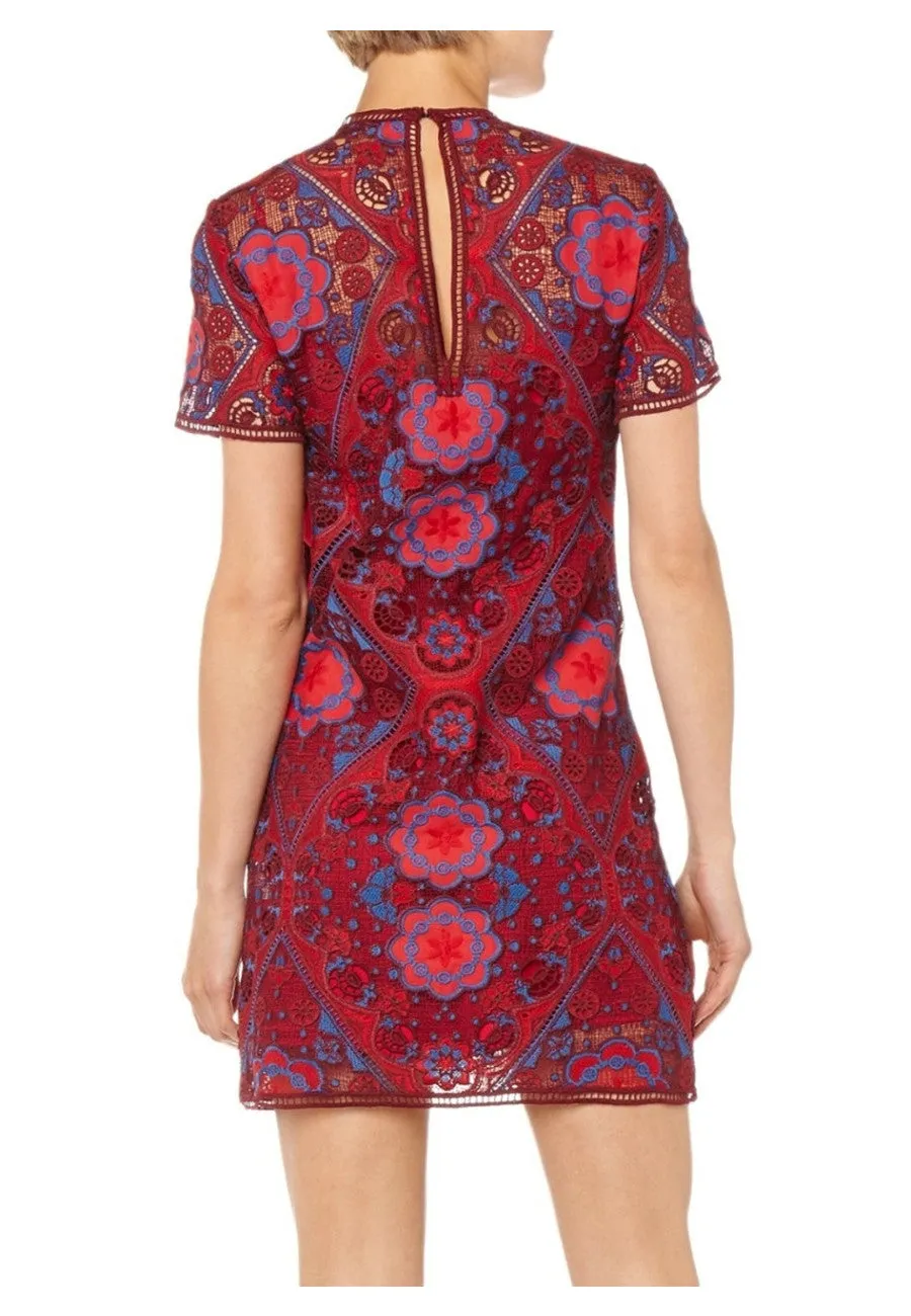 Red Lys Geometric Lace Mini Dress