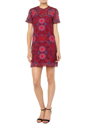 Red Lys Geometric Lace Mini Dress