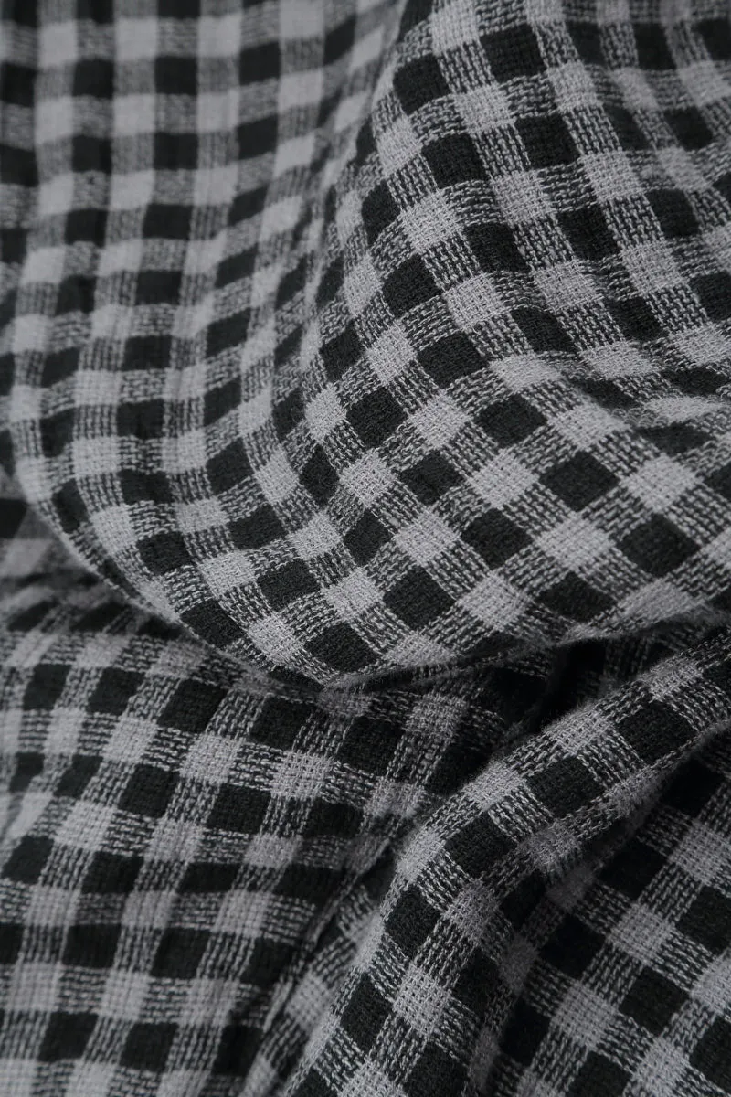 Side Pocket Grey Check Linen Shirt